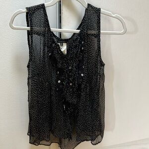 pas de calais black and white polka dot cropped blouse